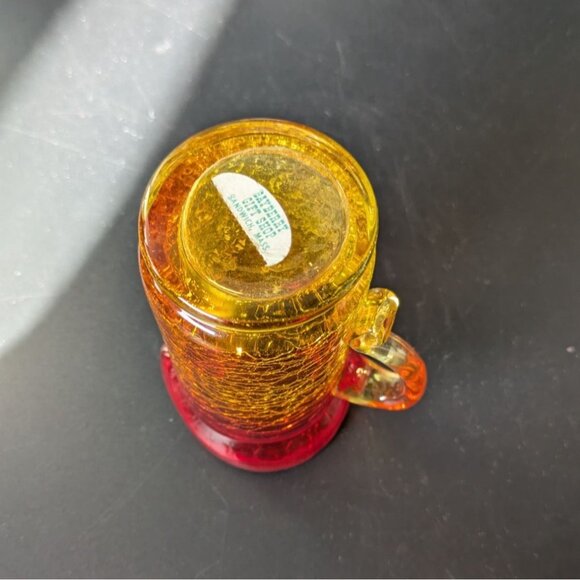 Amberina Crackle Glass Mini Pitcher 4" Tall Rainbow Art Glass - Picture 12 of 12